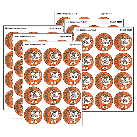 Trend Retro Scratch 'n Sniff Stinky Stickers, Oops/Hot Cocoa Scent, 24 Stickers Per Pack, Bundle Of 6 Packs