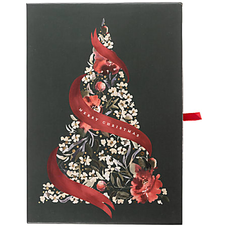 Graphique Holiday Boxed Cards, 5" x 7", Floral Tree, Box Of 15 Cards/Envelopes