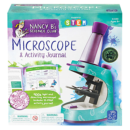 Educational Insights Nancy B’s Science Club® Microscope And Activity Journal Set, 9"H x 8 3/4"W x 2 3/4"D, Grades 3 - 12
