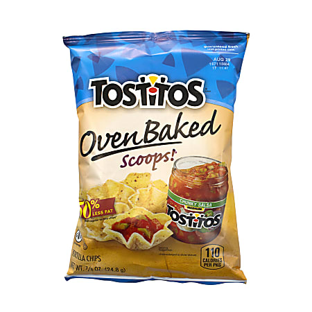 Tostitos Oven-Baked Scoops Chips, 0.89 Oz, Pack Of 72 Bags