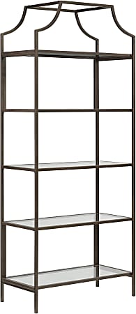 Sauder® International Lux 71"H 5-Shelf Bookcase, Bronze/Glass