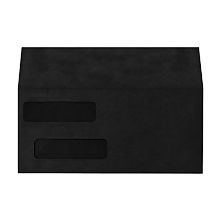LUX #10 Invoice Envelopes, Double-Window, Gummed Seal, Midnight Black, Pack Of 500