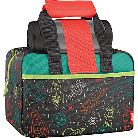 Thermos® Outer Space Insulated Lunch Kit, 6-3/16"H x 9-1/4"W x 5"D, Black/Gray