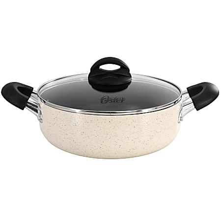 Oster Clairborne Aluminum Nonstick Caldero With Lid, 3.6 Qt, Linen