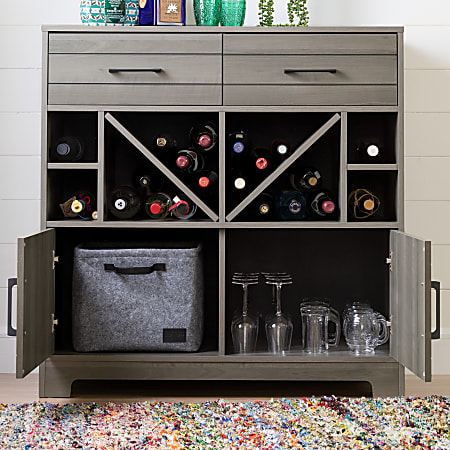 South Shore Vietti 32 Bottle Bar Cabinet With Bottle Storage 36 14