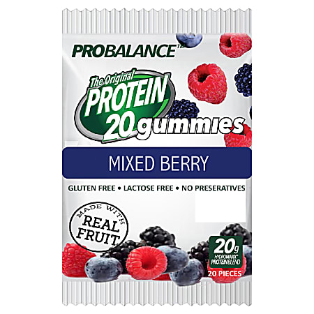 PROTEIN 20 PROBALANCE The Original Gummies, Berry, 3 Oz, Pack Of 24