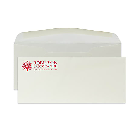 Gummed Seal, Stationery Envelopes, 4-1/8" x 9-1/2",  1-Color Raised Print, Custom #10, 24 lb. CLASSIC CREST® Natural White, Box Of 250