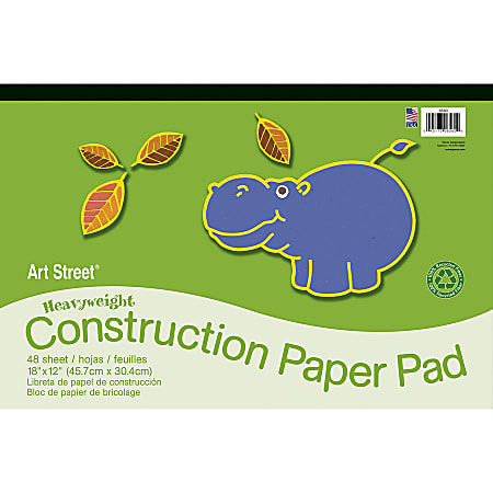 Art Street® Construction Paper, 18" x 12", 100% Recycled, Assorted, Pad Of 48 Sheets