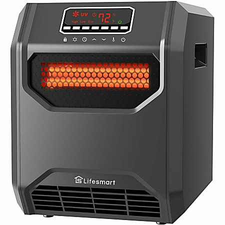 Lifesmart Six Element Infrared Heater-Front Air Intake - Infrared/Quartz - Electric - Electric - 1000 W to 1500 W - 3 x Heat Settings - Timer - 1500 W - 120 V AC - 15 A - Remote Control