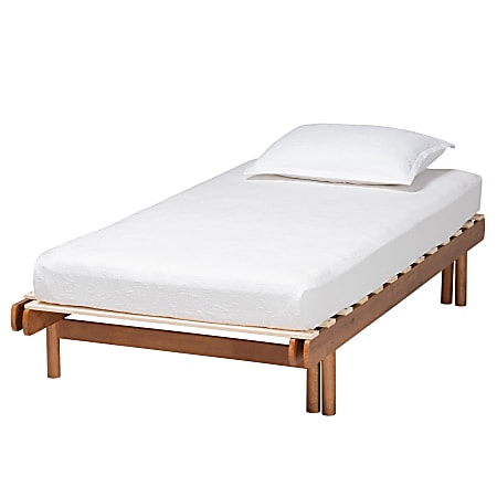 Baxton Studio Bolivia Wood Expandable Twin To King Bed Frame, 12-7/16”H x 74”W x 74-13/16”D, Walnut Brown