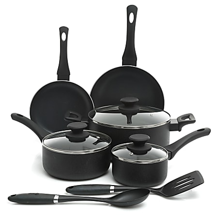 Cuisinart Chefs Classic Nonstick Hard Anodized 17 Piece Cookware Set Black  - Office Depot