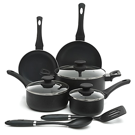 Cuisinart Chefs Classic Quantantanium Nonstick Hard Anodized 10 Piece Cookware  Set With Tempered Glass Covers Black - Office Depot