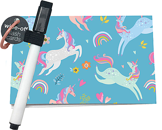 So-Mine Dry-Erase Flash Cards, 3-2/5” x 5-1/4”, Unicorn