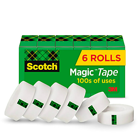 Scotch® Magic™ Tape, Invisible, 6 Tape Rolls, 3/4 in x 800 in, Home Office Supplies and School Supplies for College and Classrooms