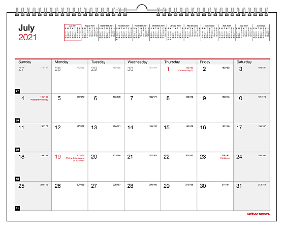 Office Depot® Brand Monthly Academic Wall Calendar, 8-1/2" x 11", 30% Recycled, July 2021 to June 2022, ODUS2033-004