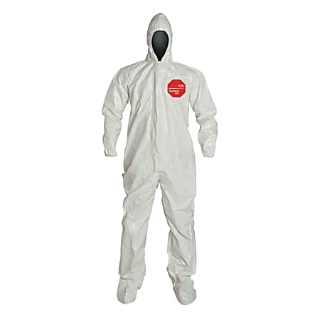 DuPont™ Tychem SL Coveralls With Hood And Socks, Large, White, Pack Of 6