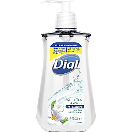 Dial® Antibacterial Hand Soap, White Tea Scent, 7.5 Oz., Pack Of 12 Bottles