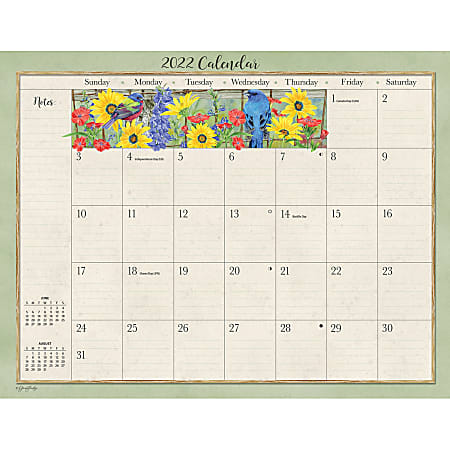 Lang Desk Calendar, 17”H x 22”W, Birds In Garden, January To December 2022, 229910100