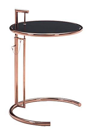 Zuo Modern Eileen Grey Side Table, Round, Black/Rose Gold