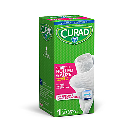 CURAD® Cotton Bandage Rolls, 4" x 4 1/8 Yd., White, Pack Of 24