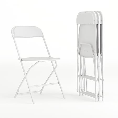 Flash Furniture Hercules Series Folding Chairs, White, Pack Of 4 Chairs