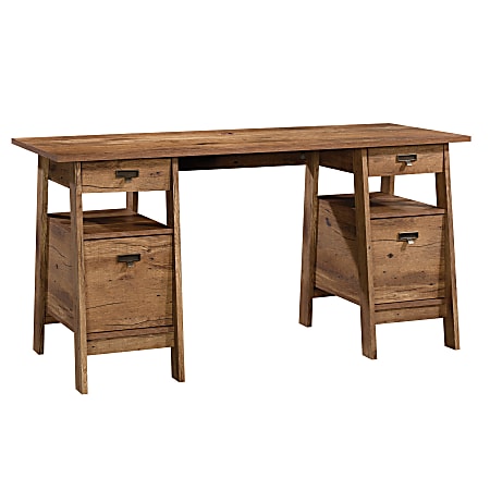 Sauder® Trestle Executive Desk, Vintage Oak
