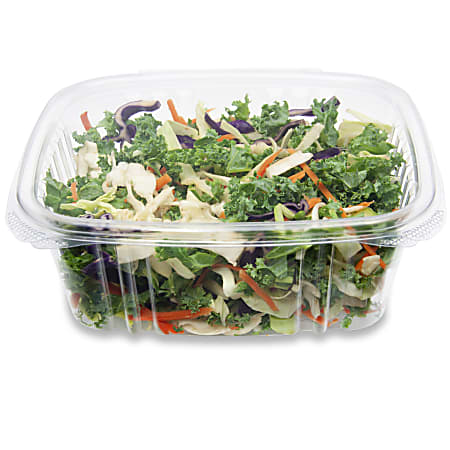 Stalk Market Compostable Hinged Deli Containers, 5.5" x 6.5" x 2.5" 32 Oz, Clear, Pack of 200