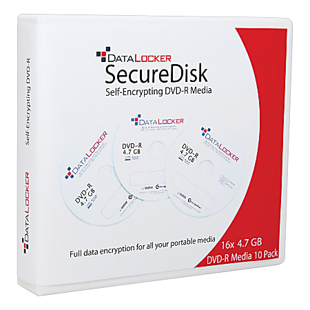 DataLocker SecureDisk Recordable DVD-R Spindle, 4.7GB Capacity, Pack Of 10