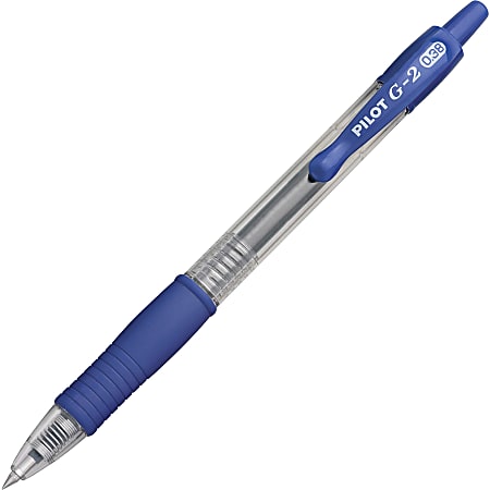 Pilot G2 Premium Gel Roller Retractable Pens - Ultra Fine Pen Point - 0.38 mm Pen Point Size - Refillable - Retractable - Blue Gel-based Ink - Clear Barrel - 24 / Bundle Pilot G2 Premium Gel Roller Retractable Pens - Ultra Fine Pen Point - 0.38 mm Pen Point Size - Refillable - Retractable - Blue Gel-based Ink - Clear Barrel - 24 / Bundle