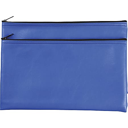 Business Source Carrying Case (Wallet) Money, Receipt, Office Supplies, Check - Blue - Polyvinyl Chloride (PVC) Body - 6" Height x 11" Width - 2 Pack