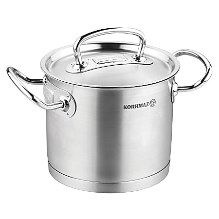 Korkmaz Proline Professional Series Stainless Steel Extra Deep Casserole With Lid, 4.8 Liter, Silver