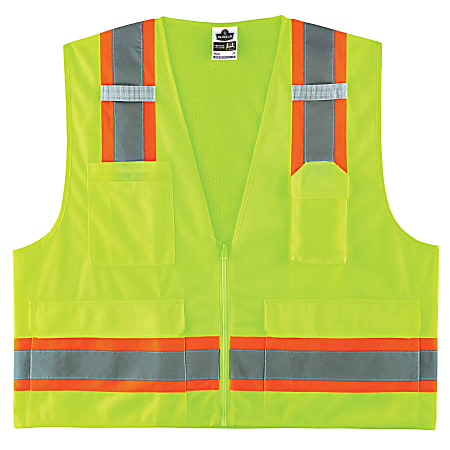 Ergodyne GloWear Safety Vest, 2-Tone Surveyors, Type-R Class 2, XX-Large/3X, Lime, 8248Z