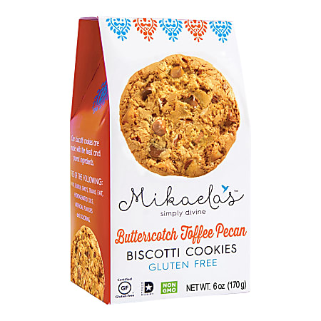 Mikaela's Simply Divine Biscotti Cookies, Butterscotch Toffee Pecan, 6 Oz, Box Of 8