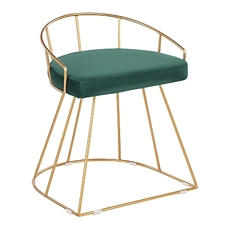 LumiSource Canary Vanity Stool, Green Seat/Gold Frame