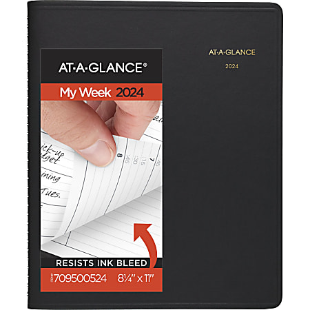 2024-2025 AT-A-GLANCE® 13-Month Weekly Appointment Book Planner, 8-1/4" x 11", Black, January 2024 To January 2025, 7095005