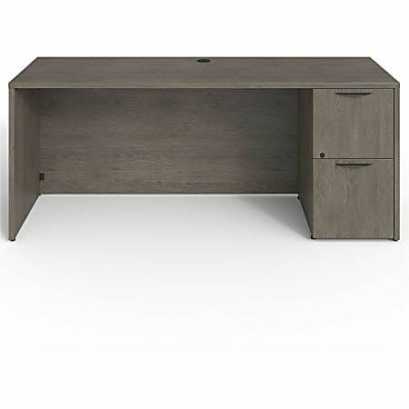 Lorell® Prominence 2.0 72"W x 24"D Right-Pedestal Computer Desk, Gray Elm