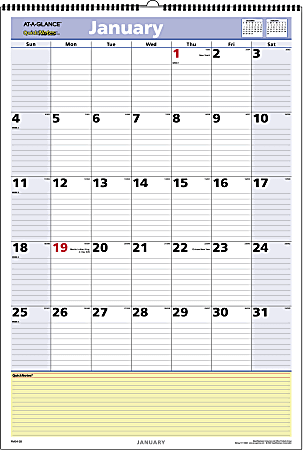 AT-A-GLANCE® QuickNotes® 30% Recycled Wall Calendar, 15 1/2" x 22 3/4", January-December 2016