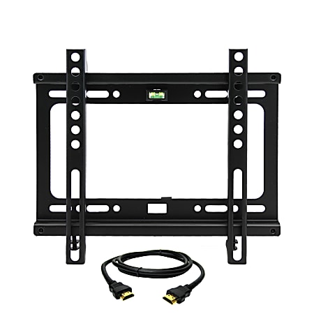MegaMounts Fixed Wall Mount For 17 - 42" Displays With Bubble Level And HDMI™ Cable, 6.8"H x 10.19"W x 0.88"D, Black
