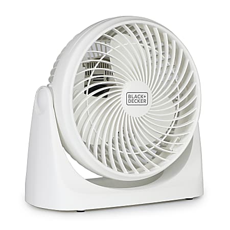 Black+Decker 3-Speed Portable Turbo Table Fan With Adjustable Tilt, 10-15/16”H x 6-1/8”W x 10-3/4”D, White