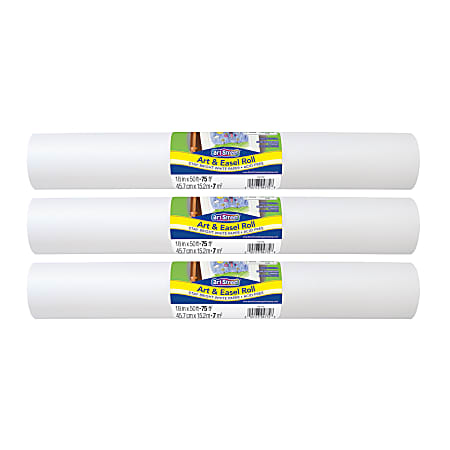 Art Street Art & Easel Roll, White, 18" X 50', Pack Of 3 Rolls