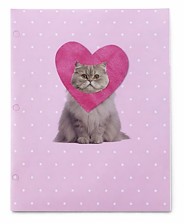 Gartner Studios Dual Pocket Folder, 9-1/4" x 11-1/2", Pink Cat