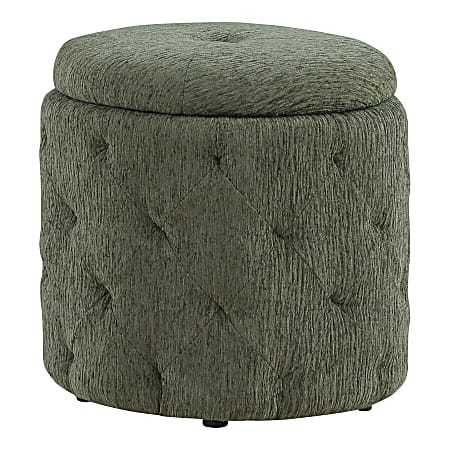 Office Star Erindale Round Storage Ottoman, 18”H x 18-1/2”W x 18-1/2”D, Pine
