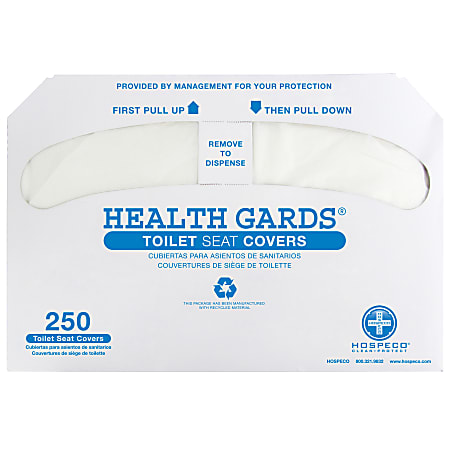 Case of 10 Packs Pack of 250 White HOSPECO HG2500 Health Gards Toilet Seat Covers Half-Fold