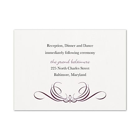 Custom Shaped Wedding & Event Reception Cards, 4-7/8" x 3-1/2", Preferential Design, Box Of 25 Cards