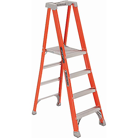 Louisville 4' Fibrglss Platform Step Ladder - 4 Step - 300 lb Load Capacity - 80" x 25" x 10.5" x 48" - Orange
