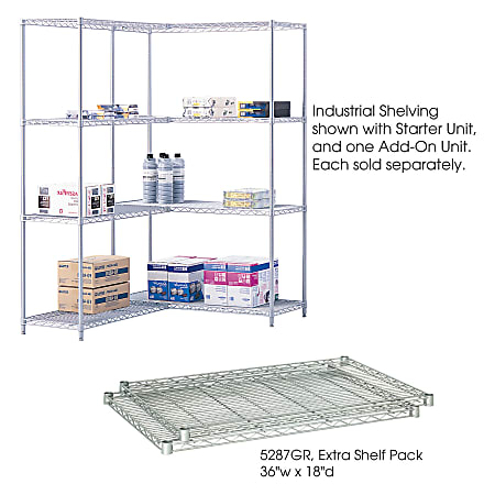 Safco® Extra Shelves For Industrial Wire Shelving, 36"W x 18"D, Gray, Pack Of 2