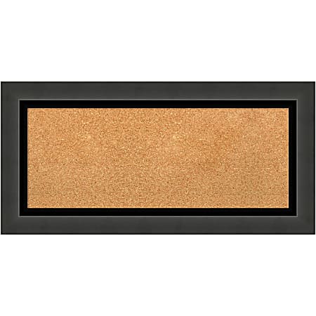 Amanti Art Cork Bulletin Board, 35" x 17", Natural, Tuxedo Black Polystyrene Frame