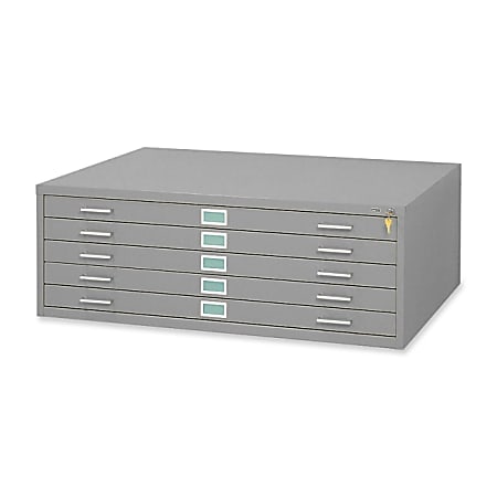 Safco® Steel Flat File Cabinet, 5 Drawers, 16 1/2"H x 46 3/8"W x 35 3/8"D, Gray