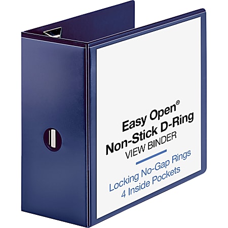 Sparco Easy-Open View 3-Ring Binder, 5" D-Rings, Navy