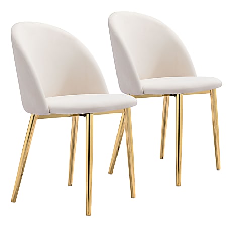 Zuo Modern Cozy Dining Chairs, Cream/Gold, Set Of 2 Chairs